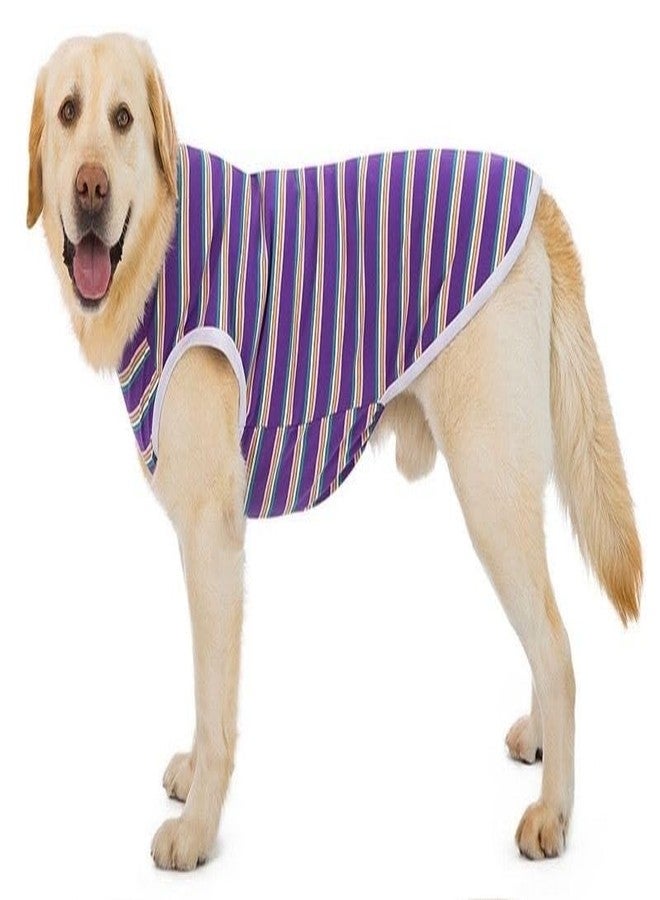 PETANGEL Cotton Striped Dog Shirts for Medium/Large Dogs | Breathable Stretchy Fashion Big Dogs Clothes for Beagle, Corgi, Husky, Labarador, Golden Retriver, Samoyed etc (Purple, Size: 2XL) - Image 1